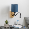 Brilagi - LED Fleksibilna zidna lampa NUBILA WOOD 1xE27/25W/230V + LED/3W hrast/tamno plava