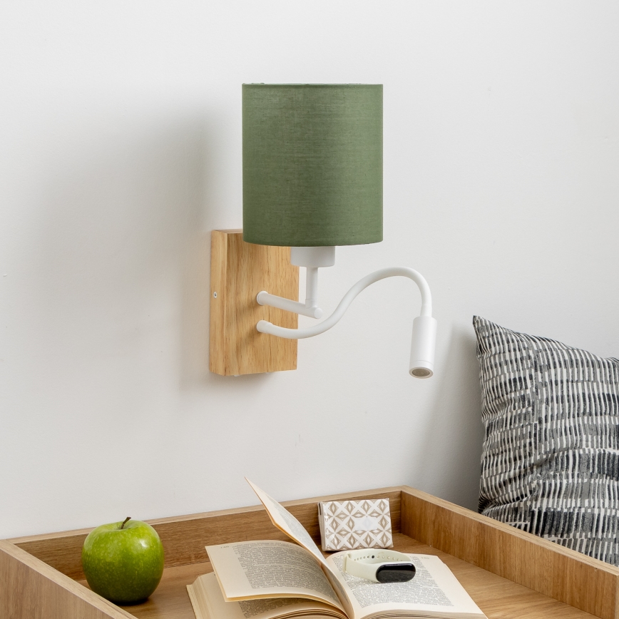 Brilagi - LED fleksibilna zidna lampa NUBILA WOOD 1xE27/25W/230V + LED/3W hrast/zeleno