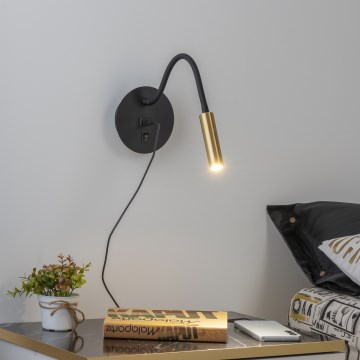 Brilagi - LED Fleksibilna zidna lampa s USB portom MAYA LED/3W/230V 4000K crna/zlatna