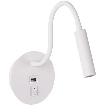Brilagi - LED Fleksibilna zidna lampa s USB portom MAYA LED/3W/230V 4000K bijela