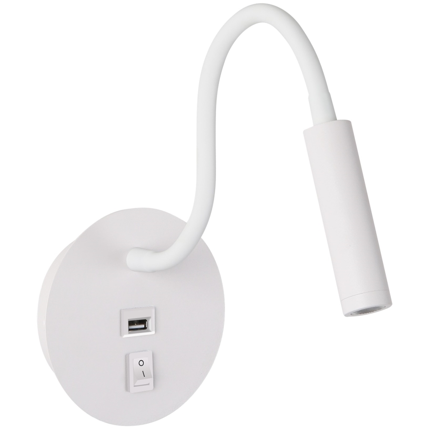 Brilagi - LED Fleksibilna zidna lampa s USB portom MAYA LED/3W/230V 4000K bijela