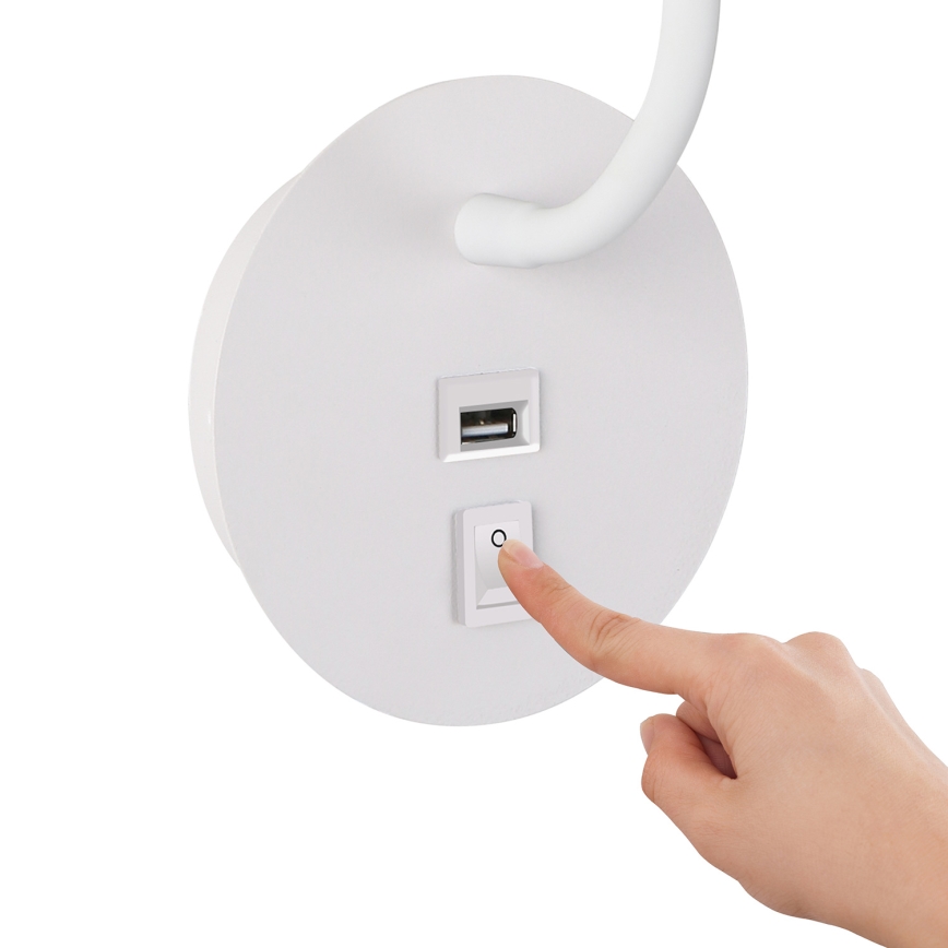 Brilagi - LED Fleksibilna zidna lampa s USB portom MAYA LED/3W/230V 4000K bijela