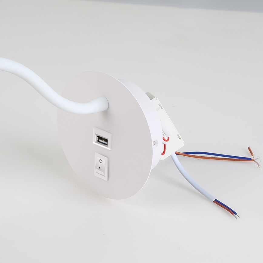 Brilagi - LED Fleksibilna zidna lampa s USB portom MAYA LED/3W/230V 4000K bijela
