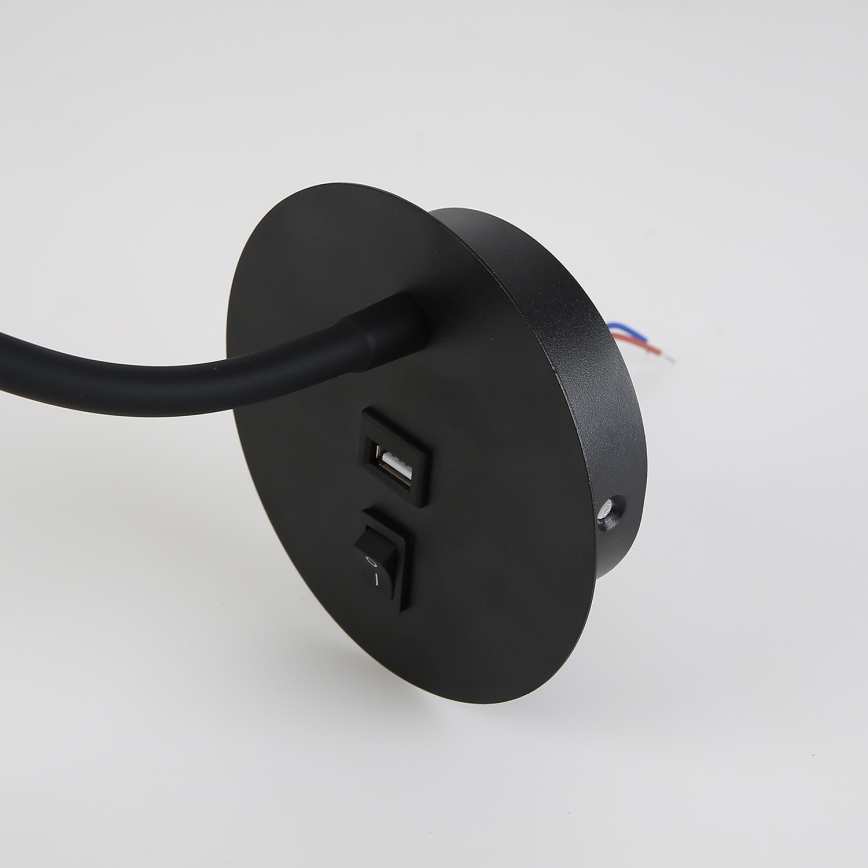 Brilagi - LED Fleksibilna zidna lampa s USB portom MAYA LED/3W/230V 4000K crna/zlatna