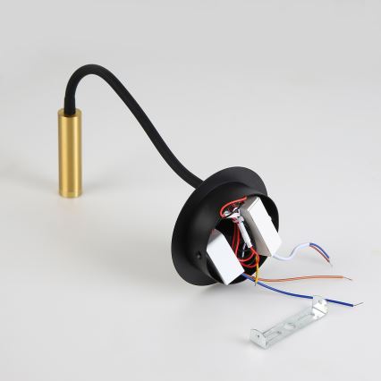 Brilagi - LED Fleksibilna zidna lampa s USB portom MAYA LED/3W/230V 4000K crna/zlatna