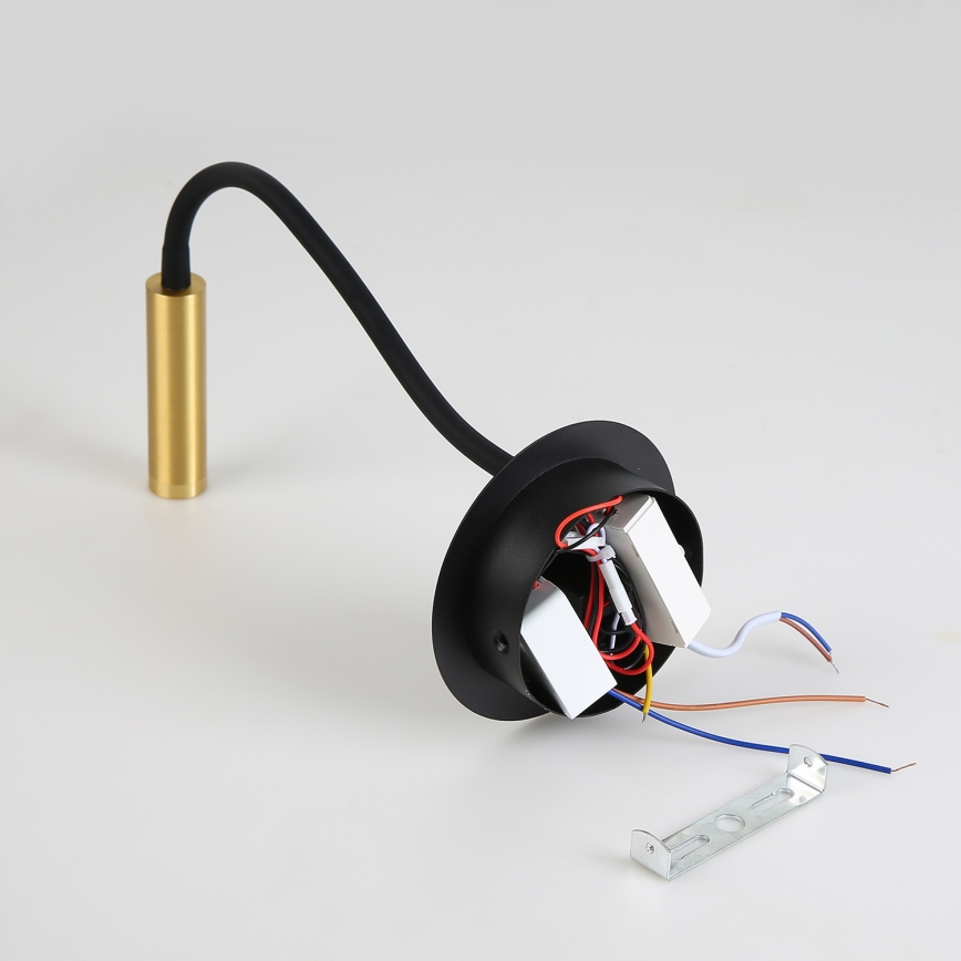 Brilagi - LED Fleksibilna zidna lampa s USB portom MAYA LED/3W/230V 4000K crna/zlatna