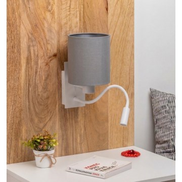 Brilagi - LED fleksibilna zidna svjetiljka NUBILA 1xE27/25W/230V + LED/3W bijela/svijetlosiva
