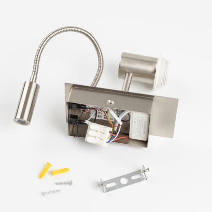 Brilagi - LED fleksibilna zidna svjetiljka NUBILA 1xE27/25W/230V + LED/3W matni krom/narančasta