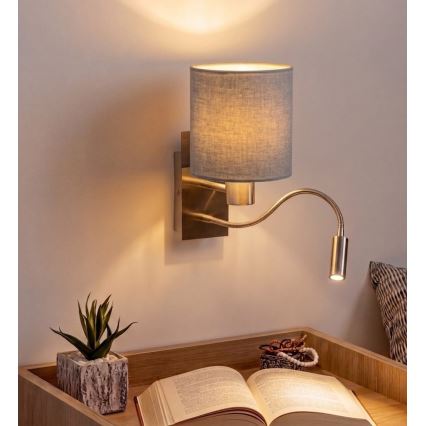 Brilagi - LED fleksibilna zidna svjetiljka NUBILA 1xE27/25W/230V + LED/3W matni krom/svijetlosiva