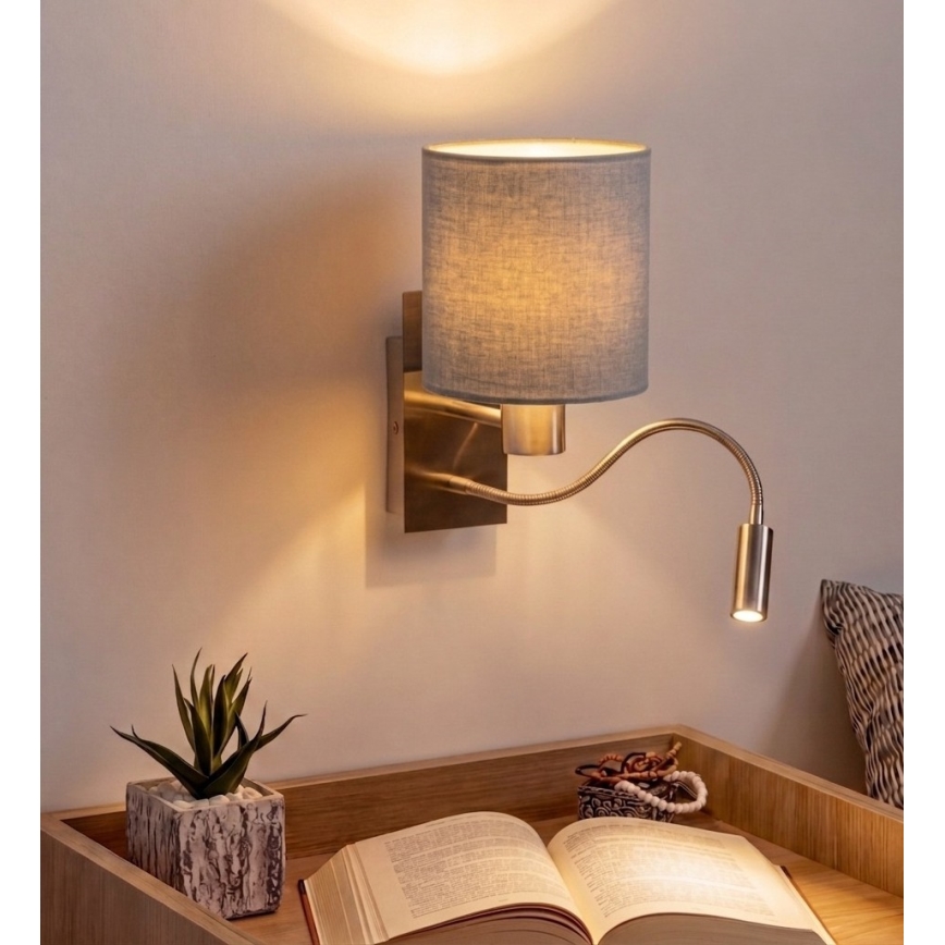 Brilagi - LED fleksibilna zidna svjetiljka NUBILA 1xE27/25W/230V + LED/3W matni krom/svijetlosiva