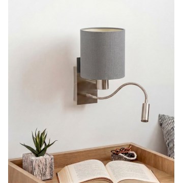 Brilagi - LED fleksibilna zidna svjetiljka NUBILA 1xE27/25W/230V + LED/3W matni krom/svijetlosiva