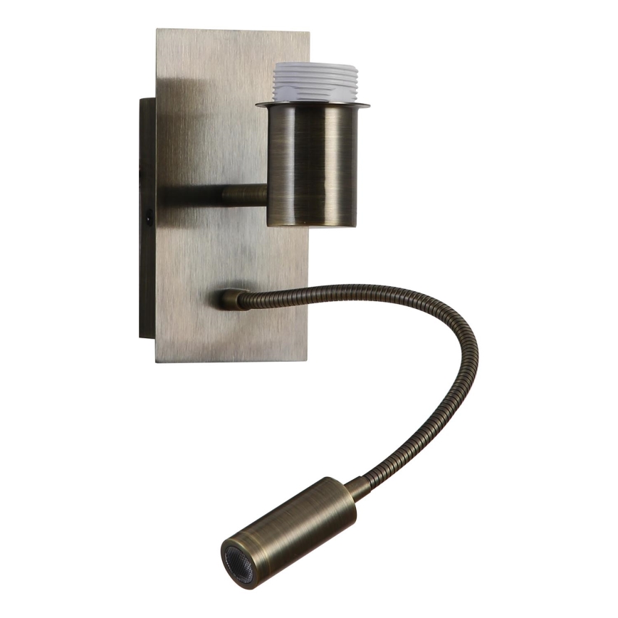 Brilagi - LED fleksibilna zidna svjetiljka NUBILA 1xE27/25W/230V + LED/3W mesing/svijetlosiva