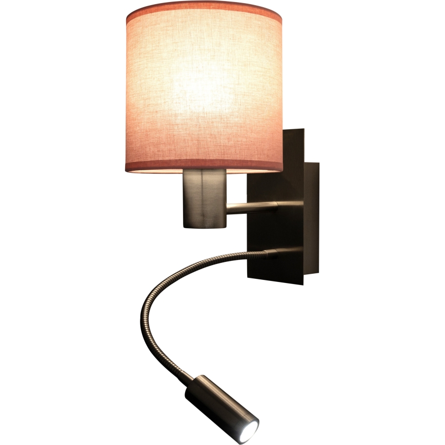 BRILAGI - LED fleksibilna zidna svjetiljka BOBO 1xE27/25W/230V + LED/3W matni krom/ružičasta
