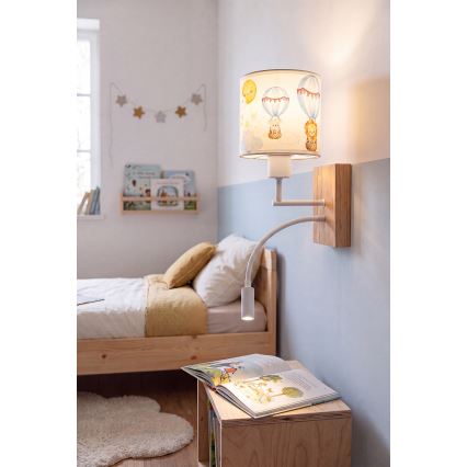Brilagi - LED dječja fleksibilna zidna svjetiljka BOBO WOOD 1xE27/25W/230V + LED/3W hrast/bijela/životinjice