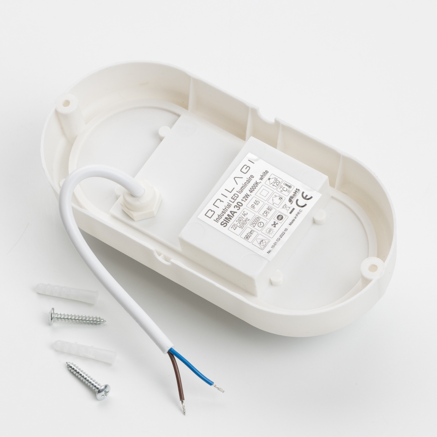 Brilagi - LED Industrijska stropna svjetiljka SIMA LED/12W/230V IP65 bijela