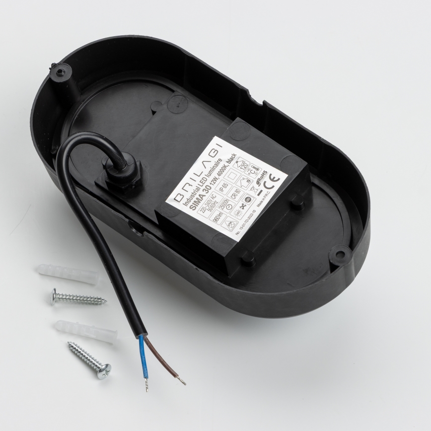 Brilagi - LED Industrijska stropna svjetiljka SIMA LED/12W/230V IP65 crna