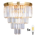 Brilagi - LED Kristalna stropna svjetiljka MOZART 5xE14/40W/230V zlatna