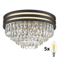Brilagi - LED Kristalna stropna svjetiljka VELURE 5xE14/40W/230V crna