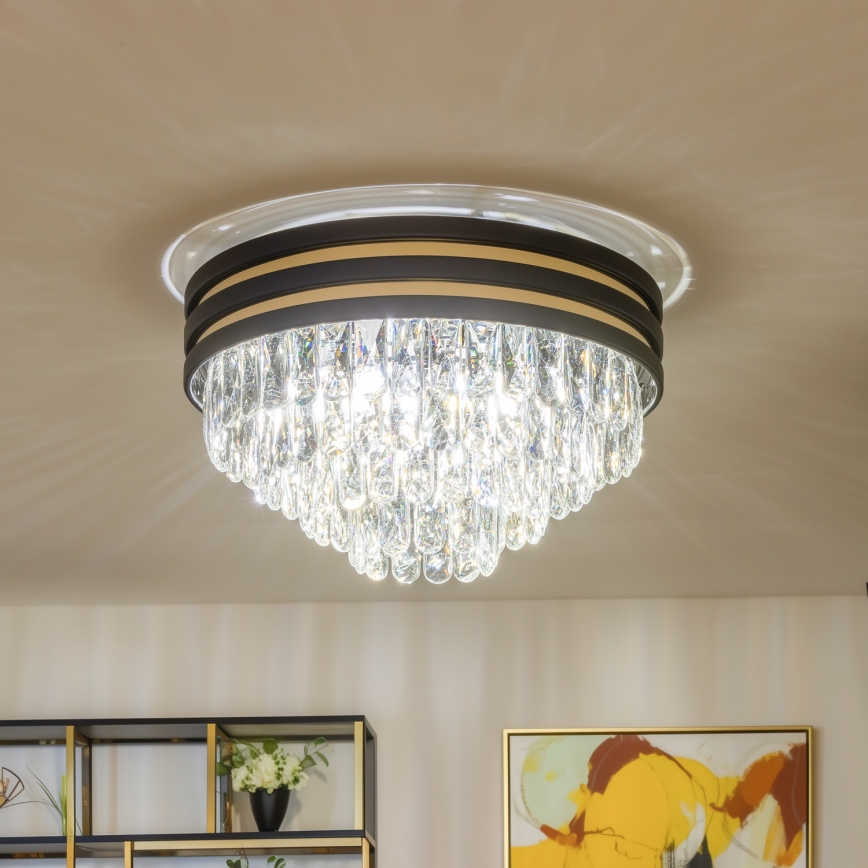 Brilagi - LED Kristalna stropna svjetiljka VELURE 5xE14/40W/230V crna