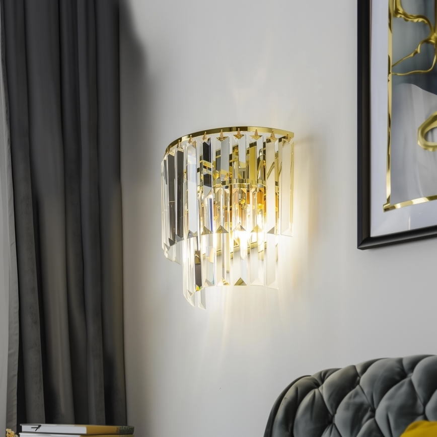 Brilagi - LED Kristalna zidna svjetiljka MOZART 2xE14/40W/230V zlatna