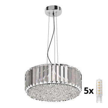 Brilagi - LED Kristalni luster na sajli GLAMOUR 5xG9/42W/230V