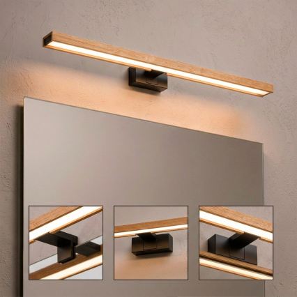 Brilagi - LED kupaonsko osvjetljenje za ogledalo 3 u 1 WOODY MIRROR LED/15W/230V 80 cm IP44 crna/hrast