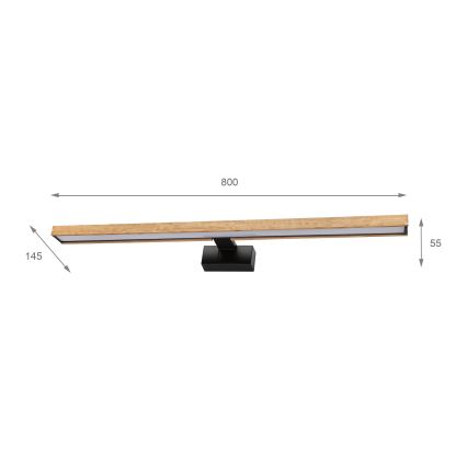 Brilagi - LED kupaonsko osvjetljenje za ogledalo 3 u 1 WOODY MIRROR LED/15W/230V 80 cm IP44 crna/hrast