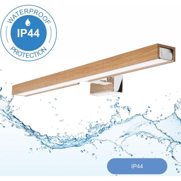Brilagi - LED kupaonska rasvjeta za ogledalo WOODY MIRROR LED/12W/230V 60 cm IP44 hrast/sjajni krom