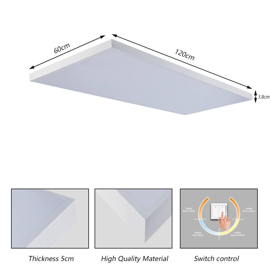Brilagi - LED kupaonsko stropno svjetlo FRAME LED/96W/230V 120x60 cm 3000/4000/6000K IP44 bijela