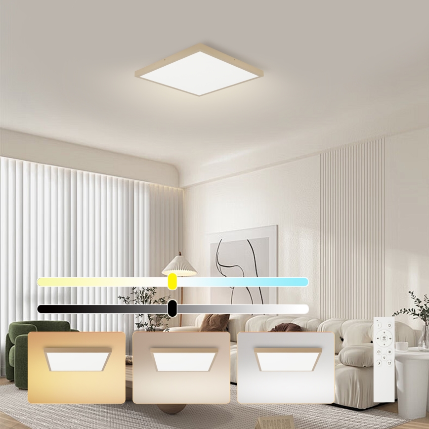 Brilagi - LED prigušivo stropno svjetlo za kupaonicu FRAME SMART LED/50W/230V 60x60 cm 3000-6000K IP44 bež + daljinski upravljač