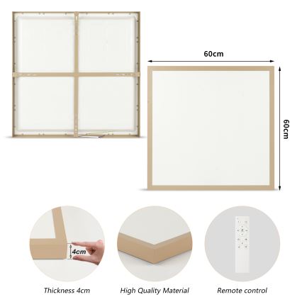 Brilagi - LED prigušivo stropno svjetlo za kupaonicu FRAME SMART LED/50W/230V 60x60 cm 3000-6000K IP44 bež + daljinski upravljač