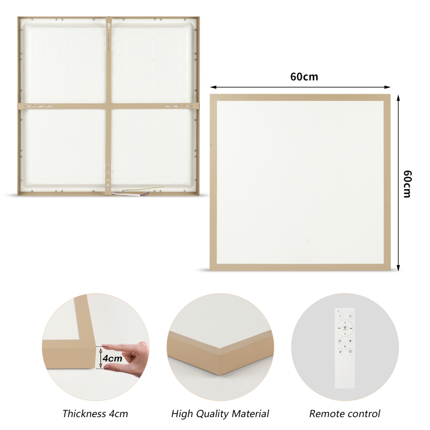 Brilagi - LED prigušivo stropno svjetlo za kupaonicu FRAME SMART LED/50W/230V 60x60 cm 3000-6000K IP44 bež + daljinski upravljač
