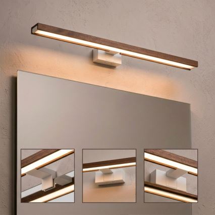 Brilagi - LED osvjetljenje za kupaonsko ogledalo 3u1 WOODY MIRROR LED/15W/230V 80 cm IP44 bijela/hrast-trešnja