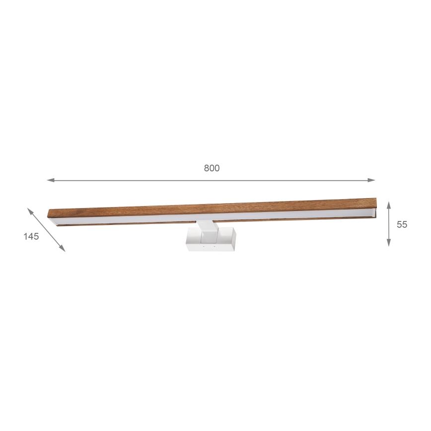 Brilagi - LED osvjetljenje za kupaonsko ogledalo 3u1 WOODY MIRROR LED/15W/230V 80 cm IP44 bijela/hrast-trešnja