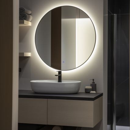 Brilagi - LED kupaonsko ogledalo VENA BLACK LED/26W/230V pr. 80 cm IP44 CRI 90 prigušivo + CCT