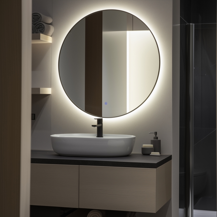 Brilagi - LED kupaonsko ogledalo VENA BLACK LED/26W/230V pr. 80 cm IP44 CRI 90 prigušivo + CCT