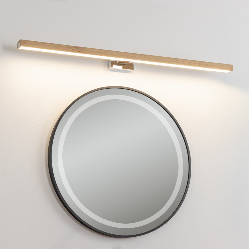 Brilagi - LED kupaonska rasvjeta za ogledalo WOODY MIRROR LED/15W/230V 90 cm IP44 hrast/sjajni krom