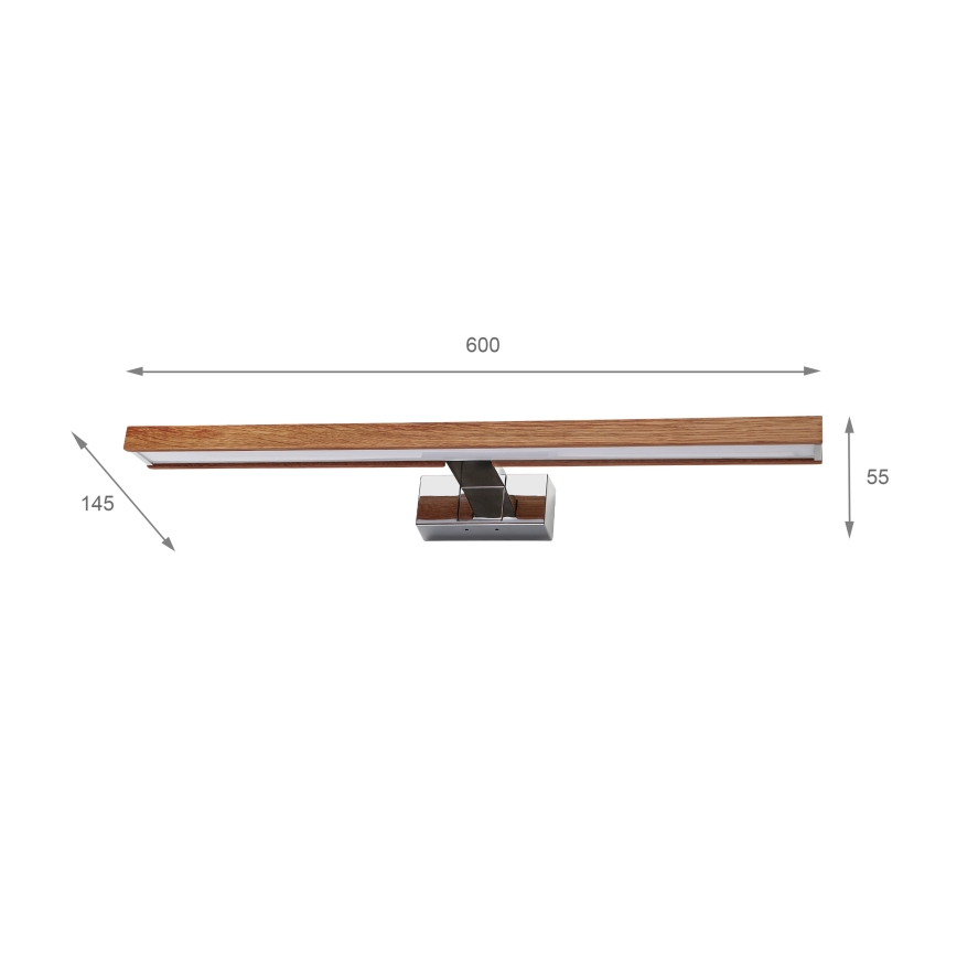 Brilagi - LED osvjetljenje za kupaonsko ogledalo 3u1 WOODY MIRROR LED/12W/230V 60 cm IP44 sjajni krom/hrast trešnja