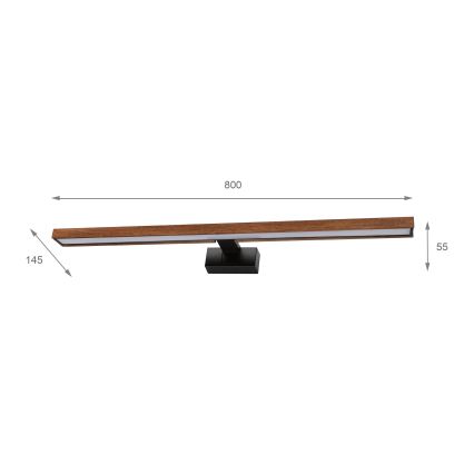Brilagi - LED osvjetljenje za kupaonsko ogledalo 3u1 WOODY MIRROR LED/15W/230V 80 cm IP44 crna/hrast trešnja