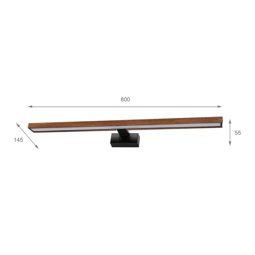 Brilagi - LED osvjetljenje za kupaonsko ogledalo 3u1 WOODY MIRROR LED/15W/230V 80 cm IP44 crna/hrast trešnja