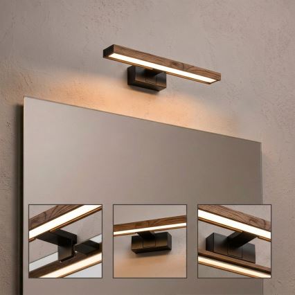Brilagi - LED kupaonsko osvjetljenje za ogledalo 3u1 WOODY MIRROR LED/8W/230V 40 cm IP44 crna/hrast