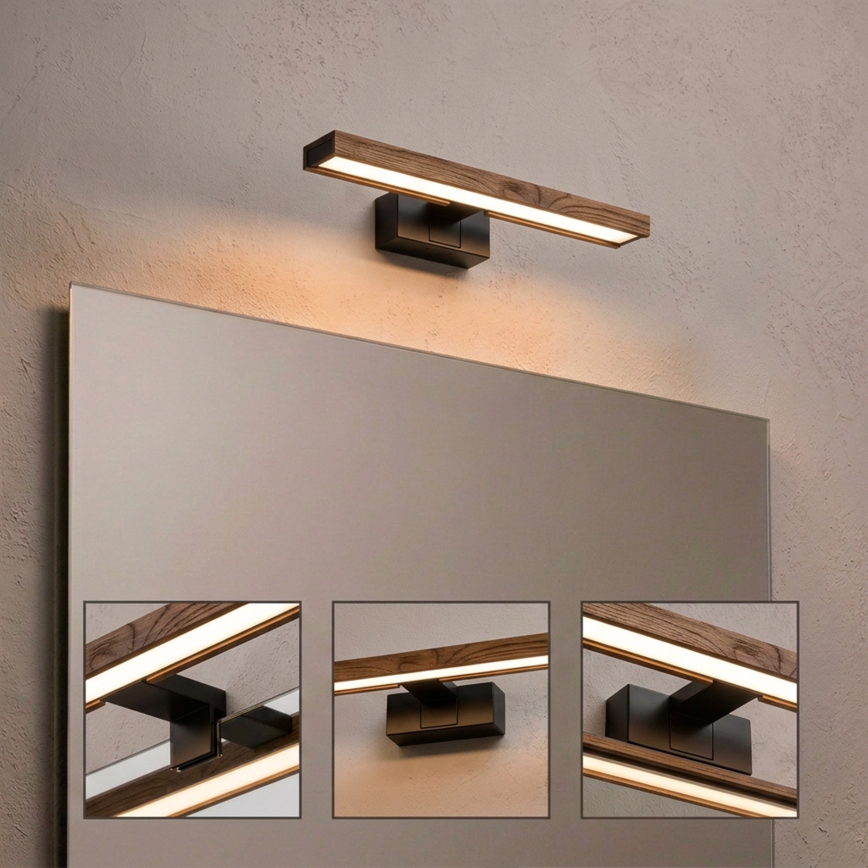 Brilagi - LED kupaonsko osvjetljenje za ogledalo 3u1 WOODY MIRROR LED/8W/230V 40 cm IP44 crna/hrast