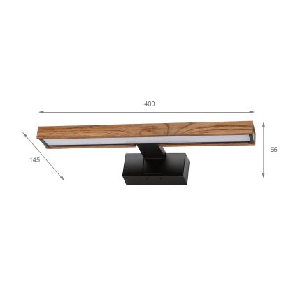 Brilagi - LED kupaonsko osvjetljenje za ogledalo 3u1 WOODY MIRROR LED/8W/230V 40 cm IP44 crna/hrast