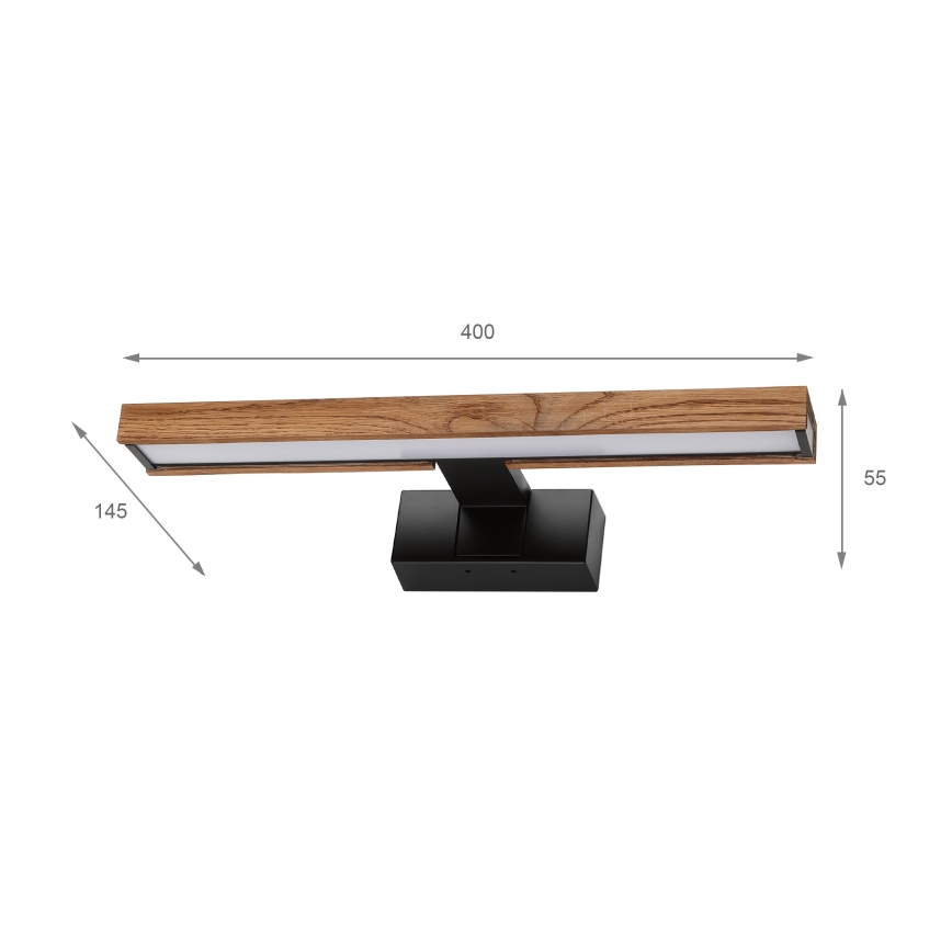 Brilagi - LED kupaonsko osvjetljenje za ogledalo 3u1 WOODY MIRROR LED/8W/230V 40 cm IP44 crna/hrast