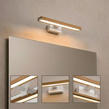 Brilagi - LED osvjetljenje za kupaonsko ogledalo 3 u 1 WOODY MIRROR LED/8W/230V 40 cm IP44 bijela/hrast