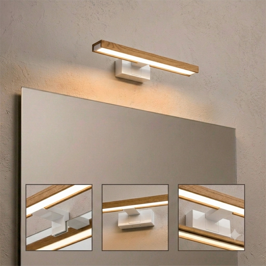 Brilagi - LED osvjetljenje za kupaonsko ogledalo 3 u 1 WOODY MIRROR LED/8W/230V 40 cm IP44 bijela/hrast