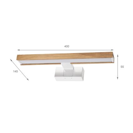 Brilagi - LED osvjetljenje za kupaonsko ogledalo 3 u 1 WOODY MIRROR LED/8W/230V 40 cm IP44 bijela/hrast