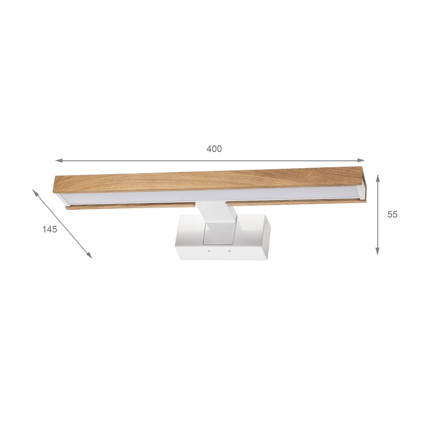 Brilagi - LED osvjetljenje za kupaonsko ogledalo 3 u 1 WOODY MIRROR LED/8W/230V 40 cm IP44 bijela/hrast