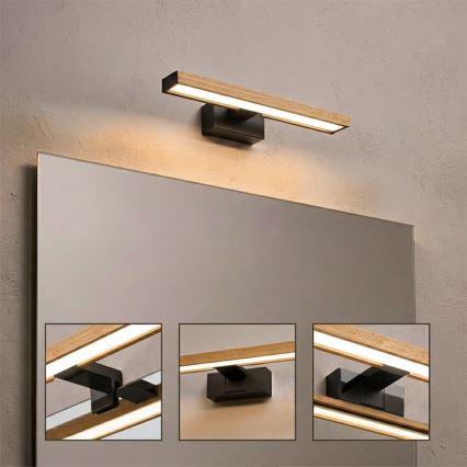 Brilagi - LED kupaonsko osvjetljenje za ogledalo 3u1 WOODY MIRROR LED/8W/230V IP44 crna/hrast