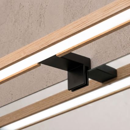 Brilagi - LED kupaonsko osvjetljenje za ogledalo 3u1 WOODY MIRROR LED/8W/230V IP44 crna/hrast